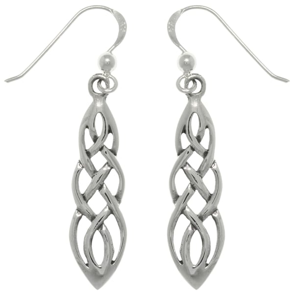 Sterling Silver Celtic Knot Linear Teardrop Dangle Earrings Sterling Silver Celtic Knot Linear Teardrop Dangle Earrings