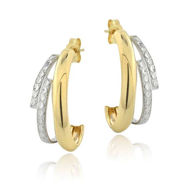 size 1/3 14K Two-tone Textured Hoop Earrings 5mm wide size 1/3 14K Two-tone Textured Hoop Earrings 5mm wide