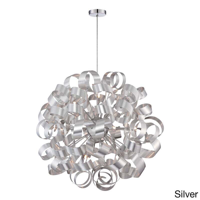 Strick & Bolton Maillol 12-light Curled Steel Pendant - Millenia Silver