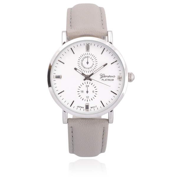 Geneva Platinum Faux Leather Chronograph Watch   Shopping