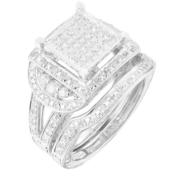 Sterling Silver 1/2ct TDW Diamond Anniversary Ring Set