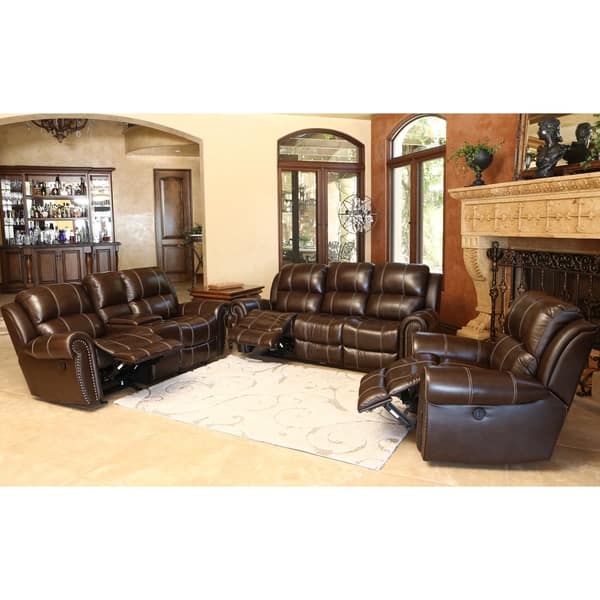 ABBYSON LIVING Clarendon 3piece Top Grain Leather Power Reclining Sofa