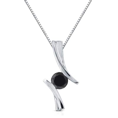 Auriya 14k White Gold Black Diamond Necklace 1/2ctw