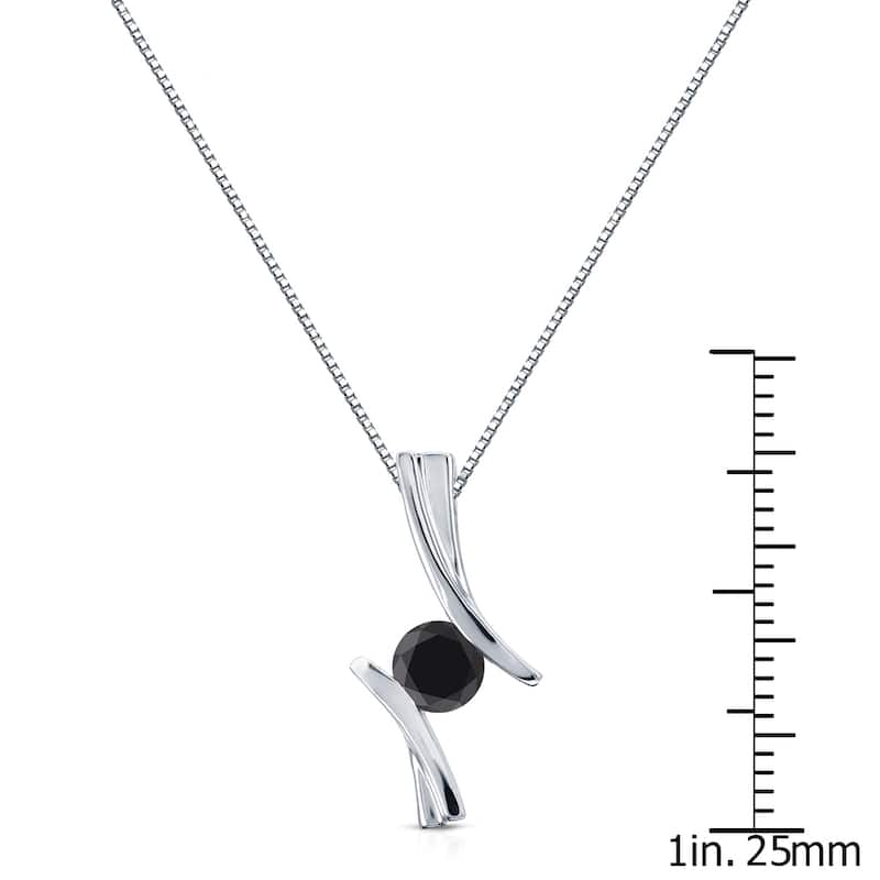 Auriya 14k White Gold Black Diamond Necklace 1/2ctw