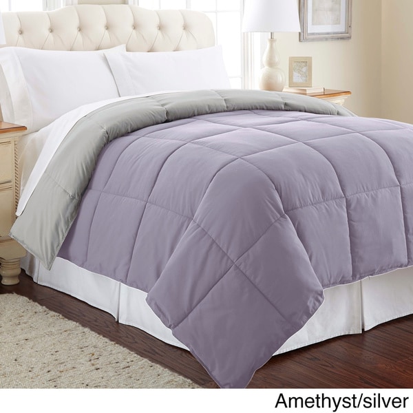 Cal King Size All Season Down Alternative Comforter Egyptian Cotton Purple Solid