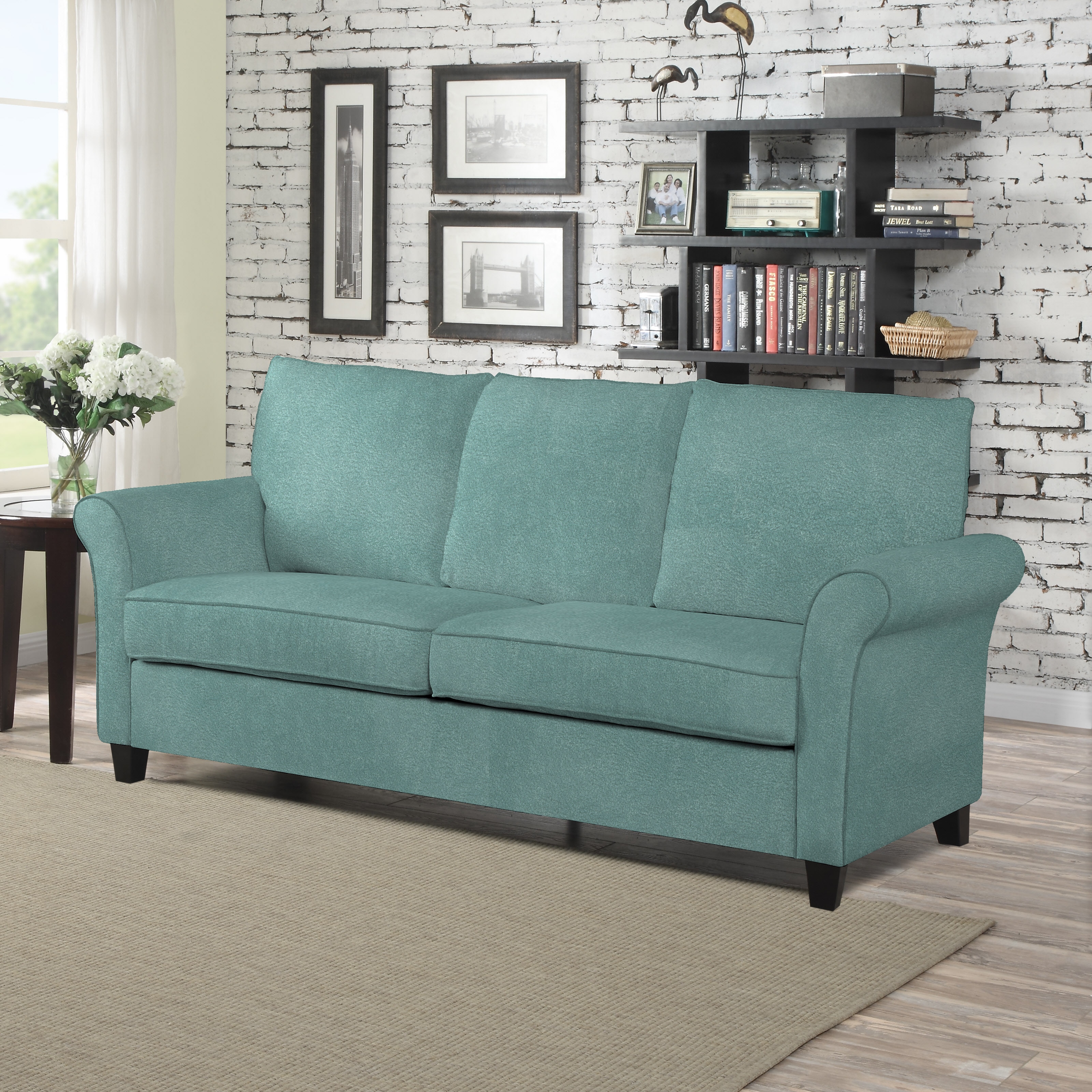 Shop Handy Living Radford Turquoise Velvet SoFast Sofa - Free Shipping