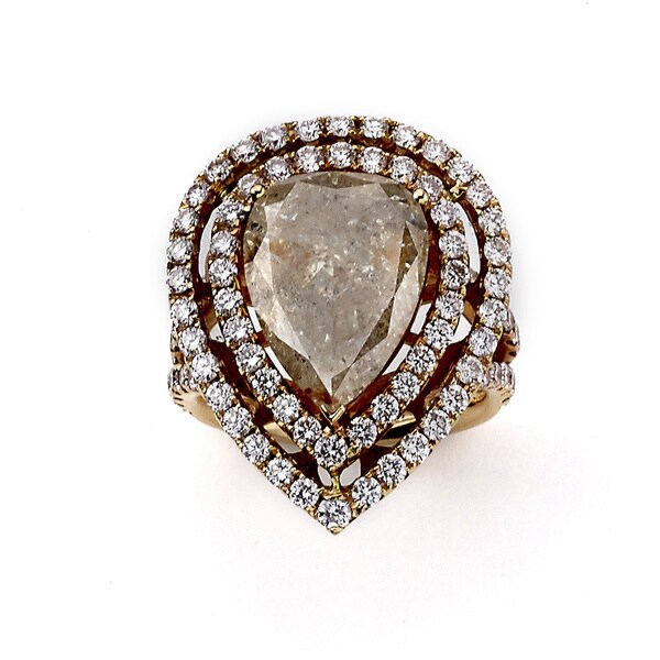 Neda Behnam 18k Rose Gold 6 7/8ct TDW Pink/ White Pear Shape Diamond Ring (G-H, VS1-VS2)
