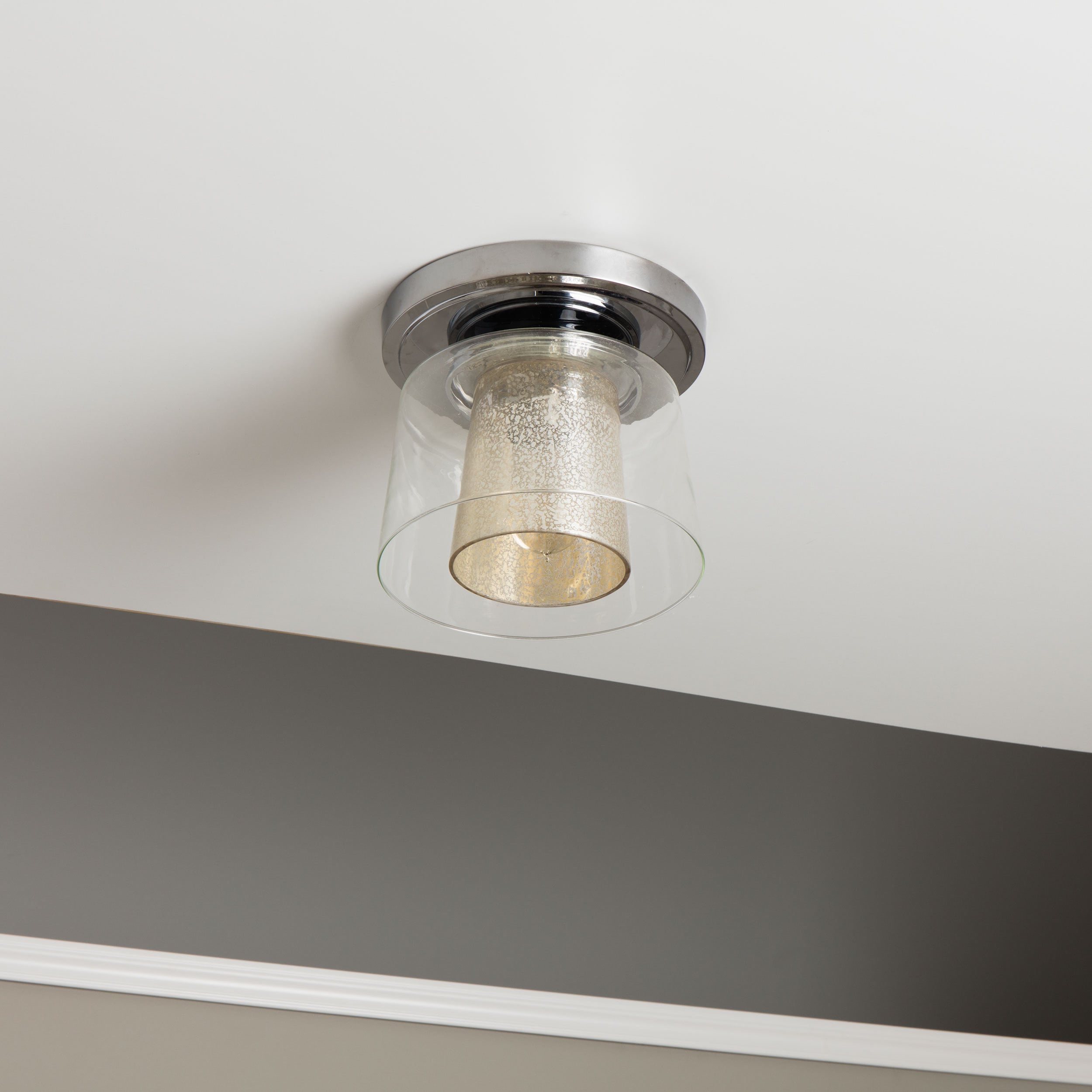 Double Mercury Glass 1 Light Flush Mount