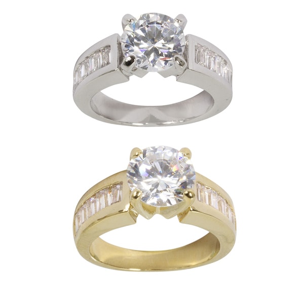 NEXTE Jewelry Goldtone or Silvertone Cubic Zirconia Round Solitaire