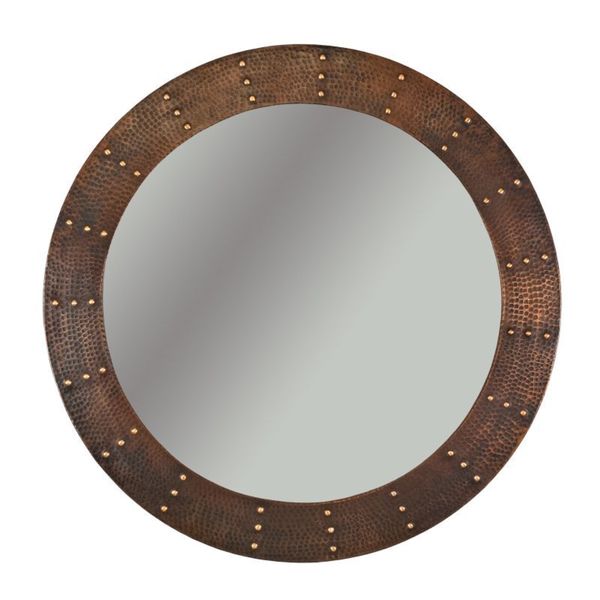 Handmade 34" Copper Mirror with Rivets (Mexico)