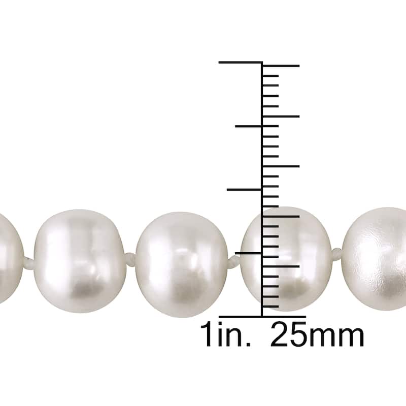 Miadora 14k White Gold White Cultured Freshwater Pearl Necklace (10-11 mm)