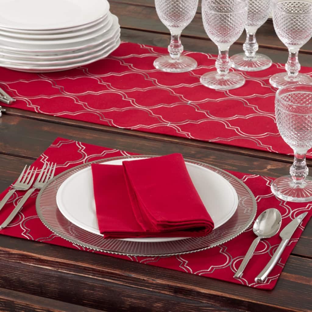 Embroidered Ikat Design Table Runners or Set of 4 Placemats