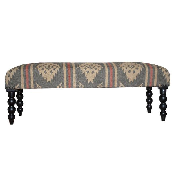 Herat Oriental Handmade Indo Kilim Upholstered Bench (India)