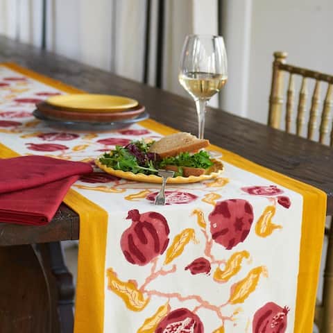 Pomegranate/ Yellow Cotton Table Runner