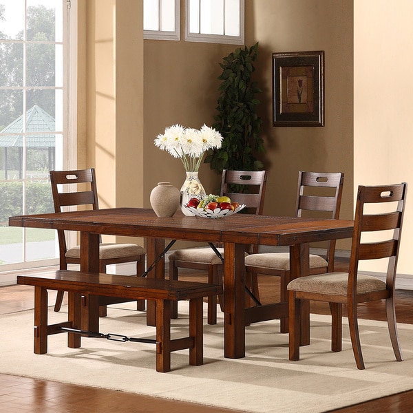 TRIBECCA HOME Swindon Rustic Oak Turnbuckle Extending Dining Table