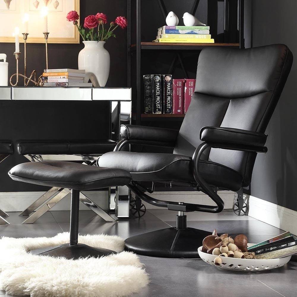Olivia Bonded Leather Swivel Recliner Chair with Ottoman iNSPIRE Q Modern