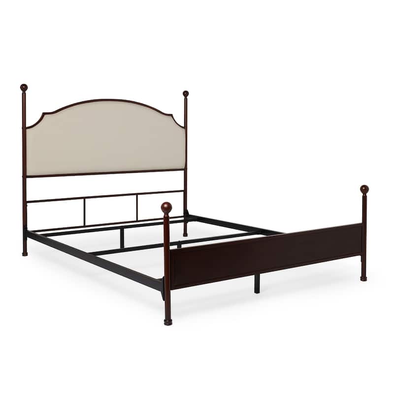 Andover Cream Curved Top Cherry Brown Metal Poster Bed by iNSPIRE Q Classic - Twin
