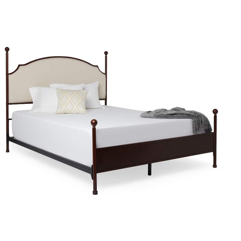 Andover Cream Curved Top Cherry Brown Metal Poster Bed by iNSPIRE Q Classic