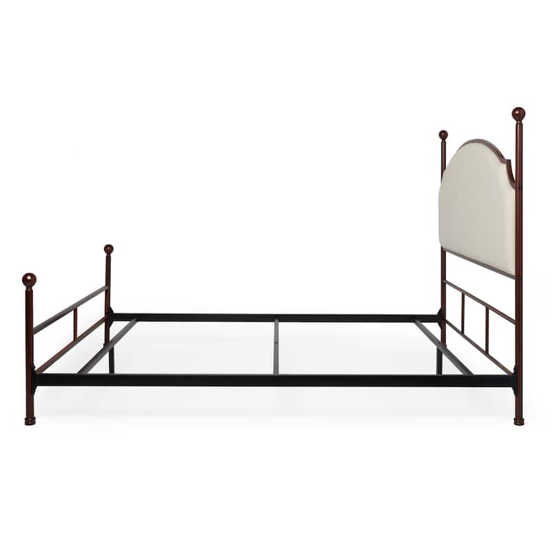 Andover Cream Curved Top Cherry Brown Metal Poster Bed by iNSPIRE Q Classic