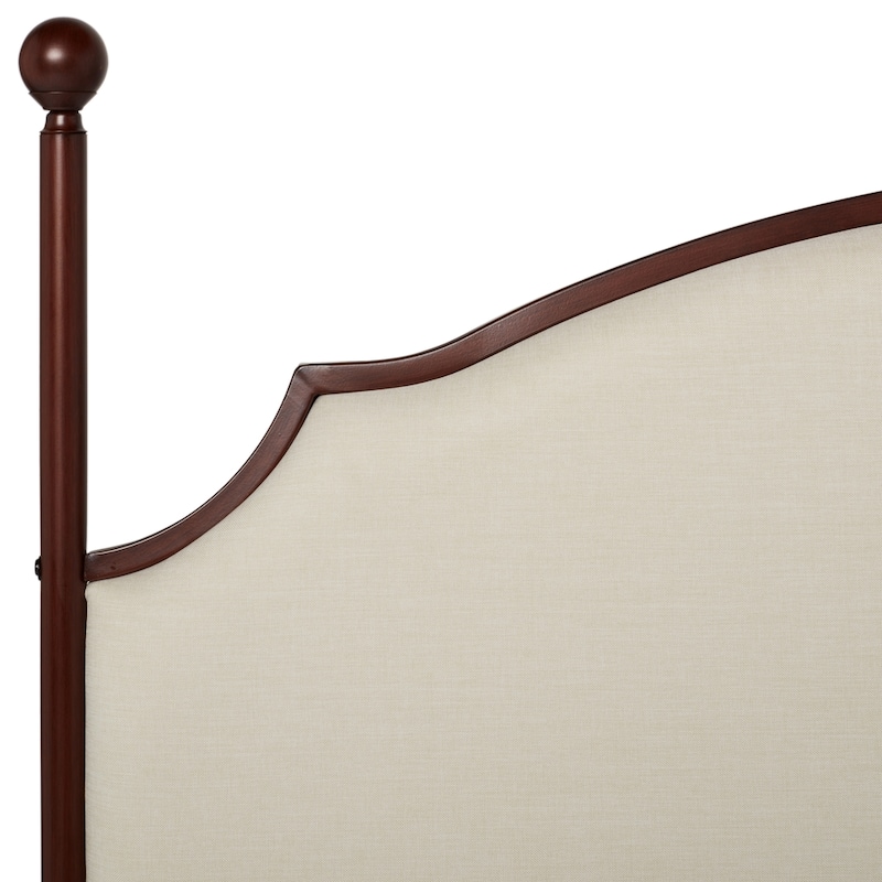 Andover Cream Curved Top Cherry Brown Metal Poster Bed by iNSPIRE Q Classic