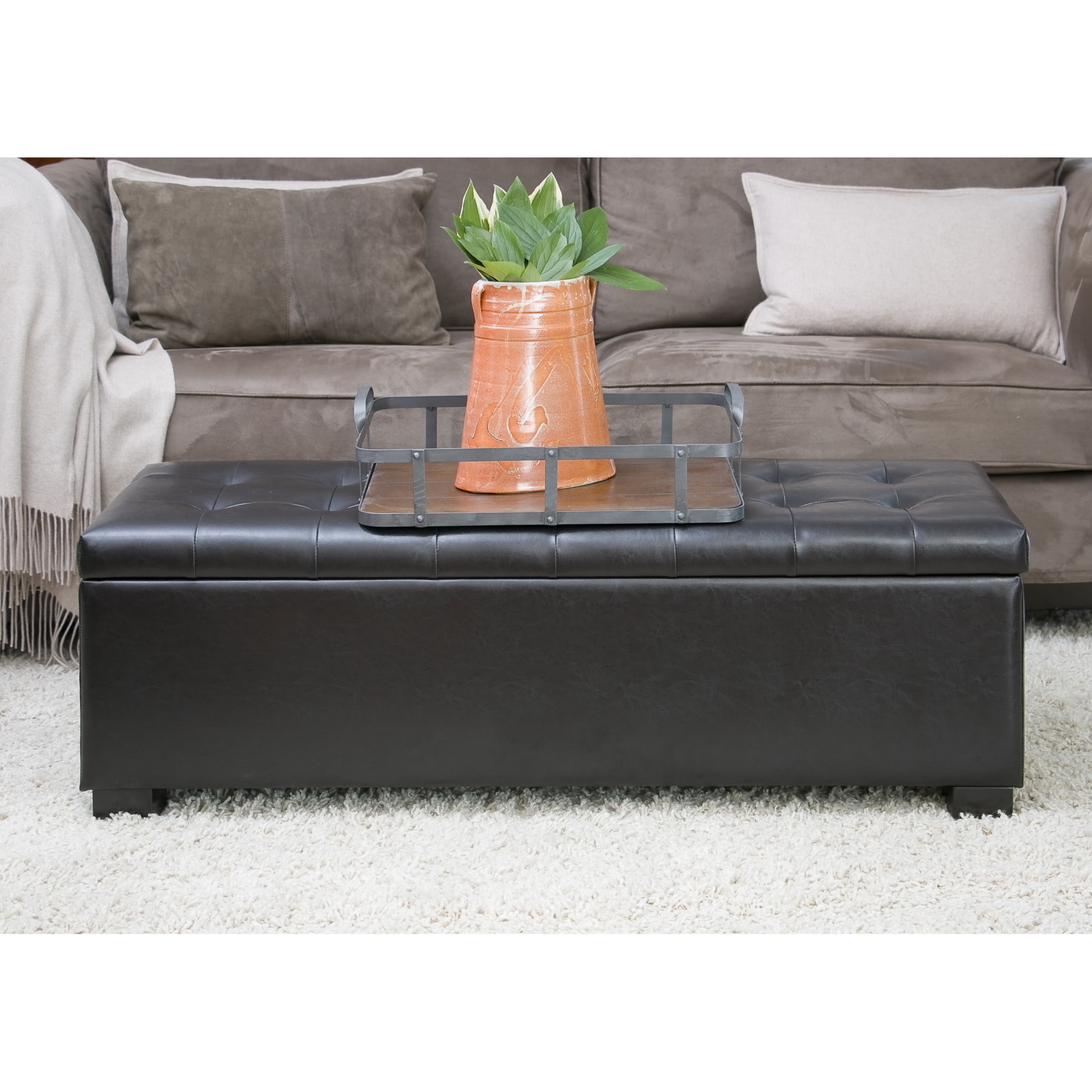 Baxton Studio Sierra Brown Bonded Leather Storage Ottoman Bench