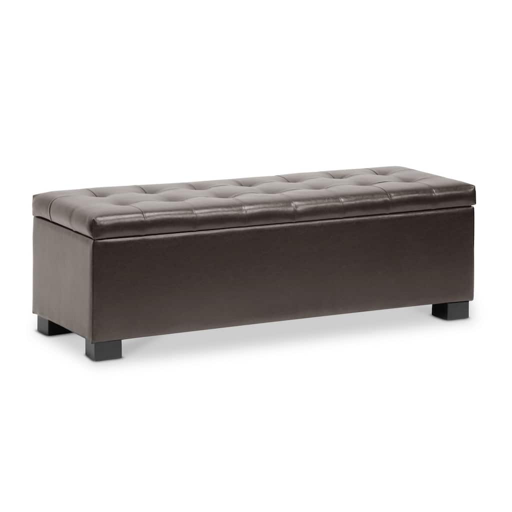 Baxton Studio Sierra Brown Bonded Leather Storage Ottoman Bench