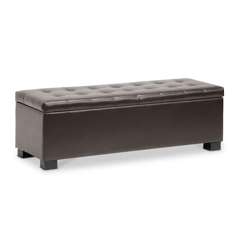 Baxton Studio Sierra Brown Bonded Leather Storage Ottoman Bench