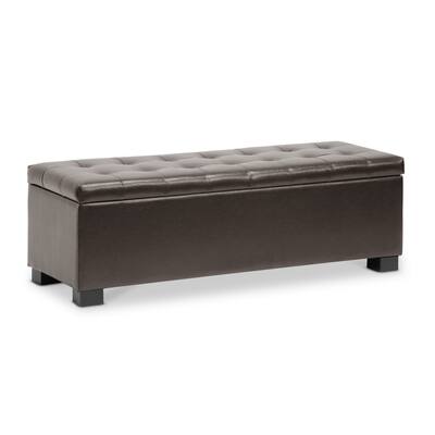 Baxton Studio Sierra Brown Bonded Leather Storage Ottoman Bench