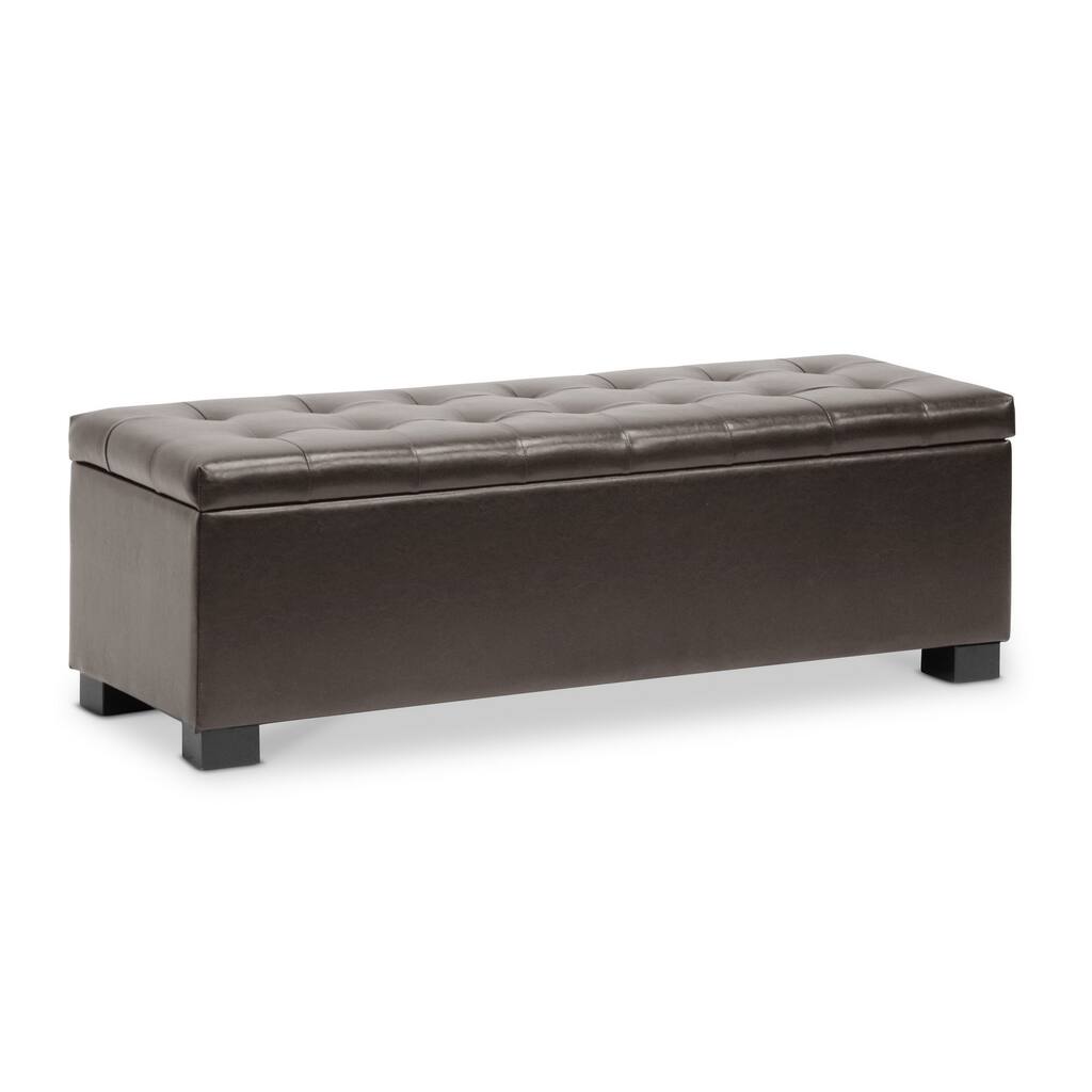 Baxton Studio Sierra Brown Bonded Leather Storage Ottoman Bench