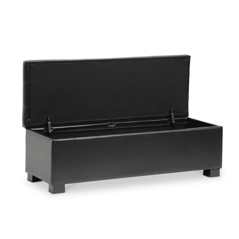 Baxton Studio Sierra Bonded Leather Bench Storage Ottoman
