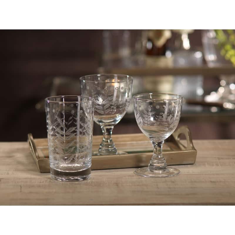 Spring Leaves Cut Design High-ball Glass (Set of 4)