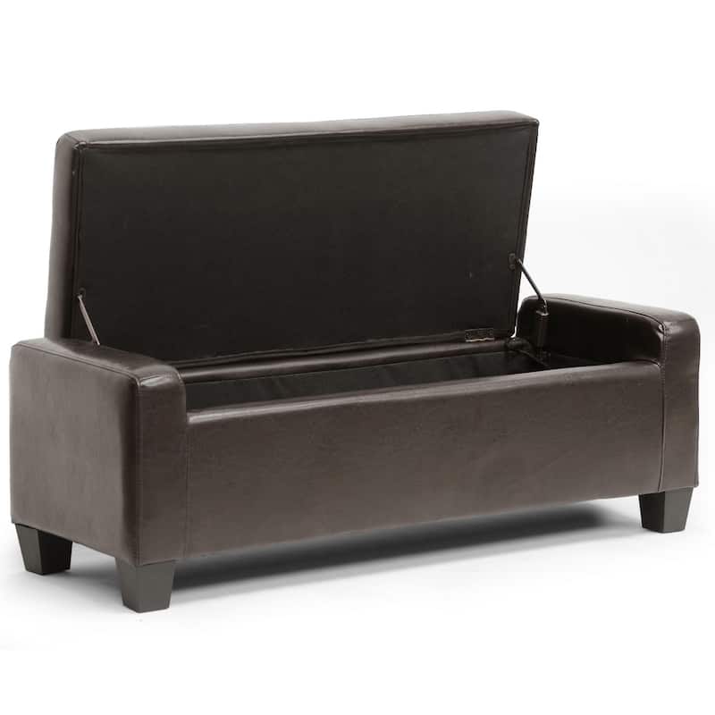 Baxton Studio Biondello Dark Brown Leather Storage Ottoman