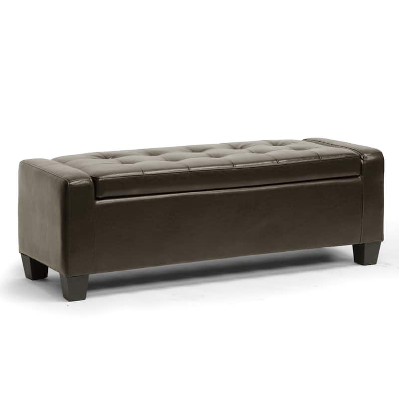 Baxton Studio Biondello Dark Brown Leather Storage Ottoman