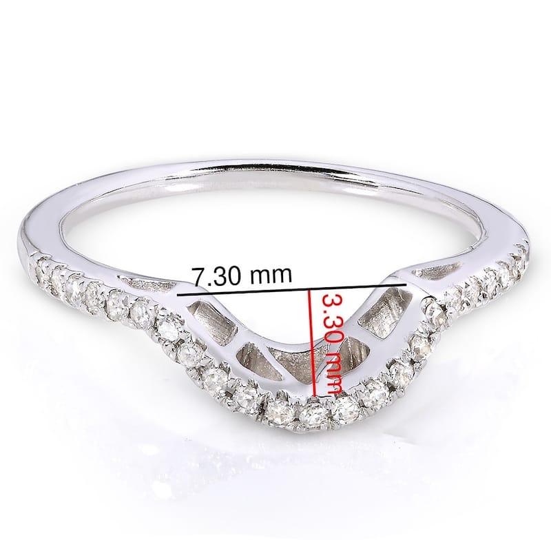 Annello by Kobelli 10k White Gold 1/8ct TDW Curved Diamond Wedding Band (H-I, I1-I2)