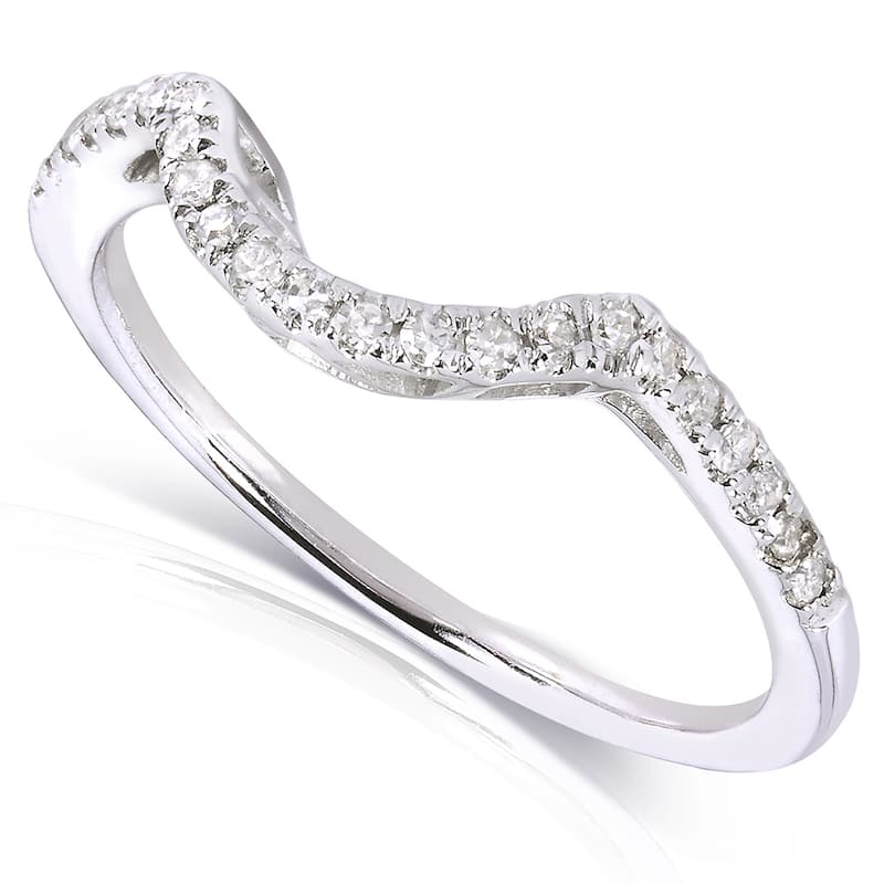 Annello by Kobelli 10k White Gold 1/8ct TDW Curved Diamond Wedding Band (H-I, I1-I2)