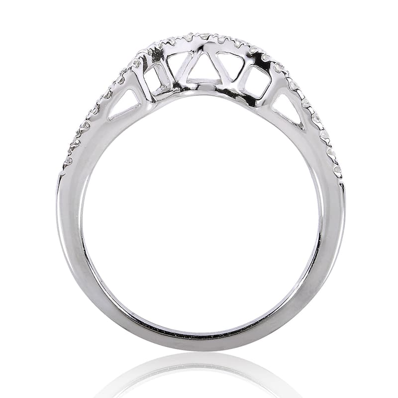 Annello by Kobelli 10k White Gold 1/8ct TDW Curved Diamond Wedding Band (H-I, I1-I2)