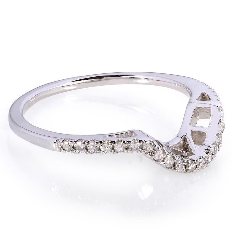 Annello by Kobelli 10k White Gold 1/8ct TDW Curved Diamond Wedding Band (H-I, I1-I2)
