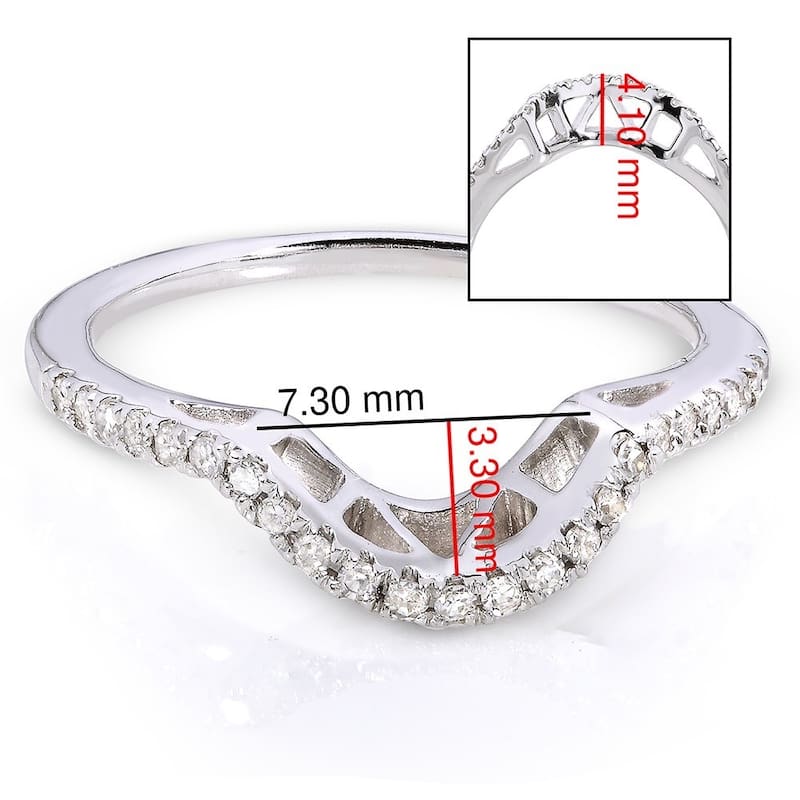 Annello by Kobelli 10k White Gold 1/8ct TDW Curved Diamond Wedding Band (H-I, I1-I2)