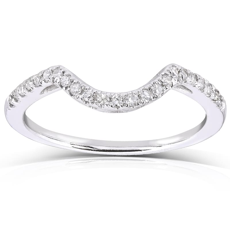 Annello by Kobelli 10k White Gold 1/8ct TDW Curved Diamond Wedding Band (H-I, I1-I2) - 4 - Gold - White