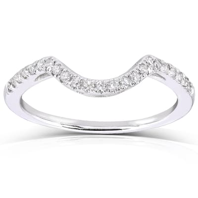 Annello by Kobelli 10k White Gold 1/8ct TDW Curved Diamond Wedding Band (H-I, I1-I2)
