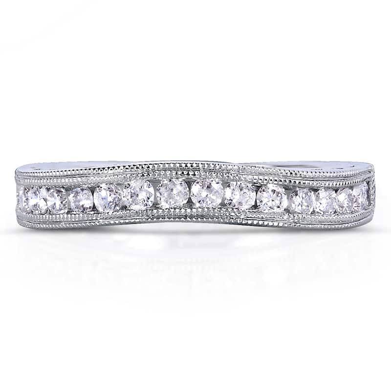 Annello by Kobelli 14k White Gold 2/5ct TDW Channel Set Curved Diamond Wedding Band
