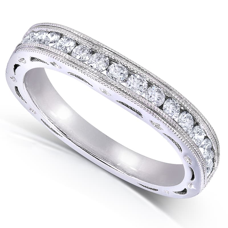 Annello by Kobelli 14k White Gold 2/5ct TDW Channel Set Curved Diamond Wedding Band
