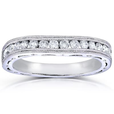 Annello by Kobelli 14k White Gold 2/5ct TDW Channel Set Curved Diamond Wedding Band