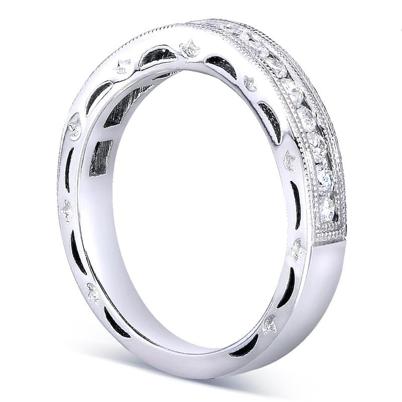 Annello by Kobelli 14k White Gold 2/5ct TDW Channel Set Curved Diamond Wedding Band