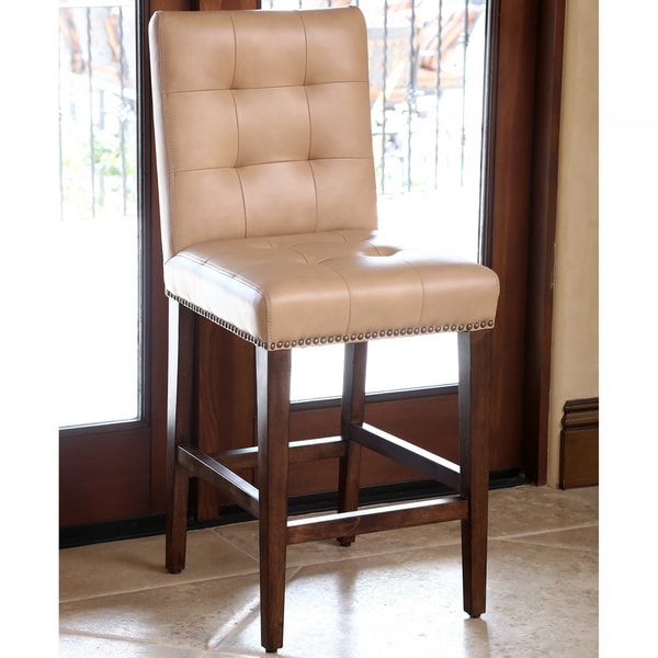 Abbyson Monica Pedersen Camel Tufted Leather Bar Stool - Free ... - Abbyson Monica Pedersen Camel Tufted Leather Bar Stool