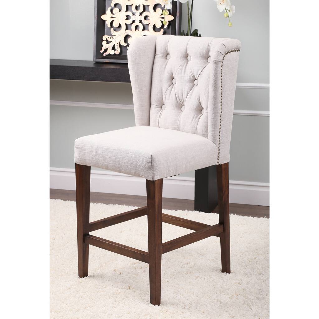 Abbyson Monica Pedersen 30-inch Tufted Grey Barstool