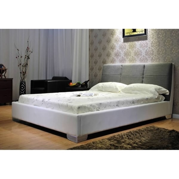 Two-tone White and Grey Platform Bed