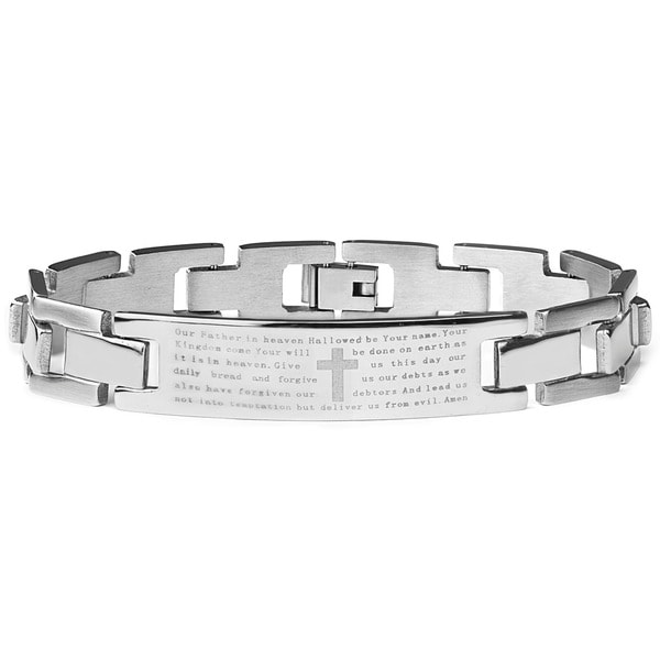 Stainless Steel Mens Lords Prayer ID Bracelet   Shopping