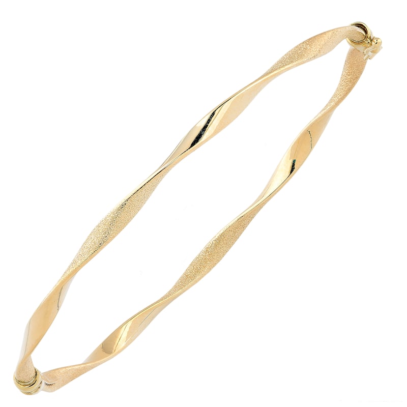 Fremada 10k Gold 3-mm High Polish and Satin Finish Twist Bangle - Yellow