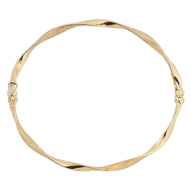 Fremada 10k Gold 3-mm High Polish and Satin Finish Twist Bangle